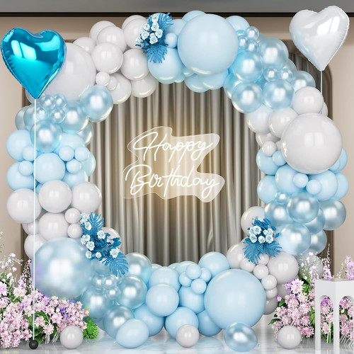 Blue white balloons - white, kit